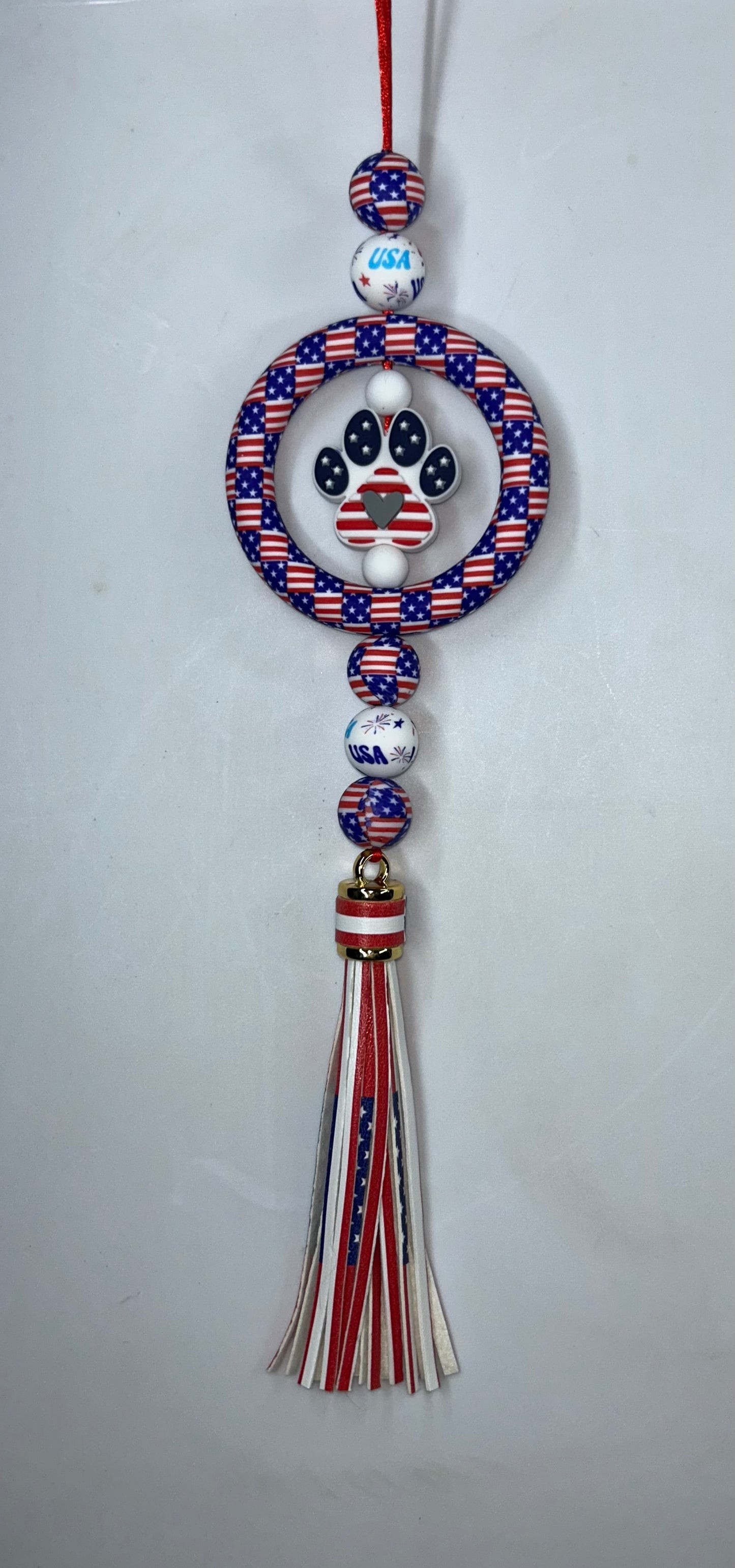 Patriotic Paw Print Patriotic Car Charm