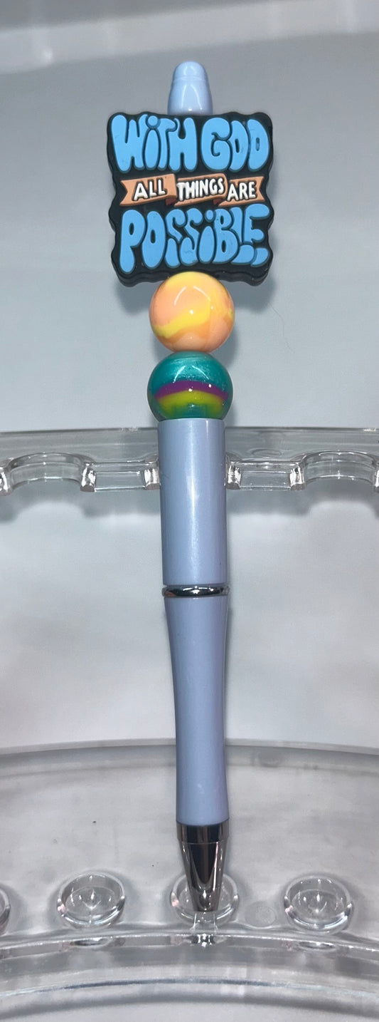 With God All Things Are Possible Light Blue Pen
