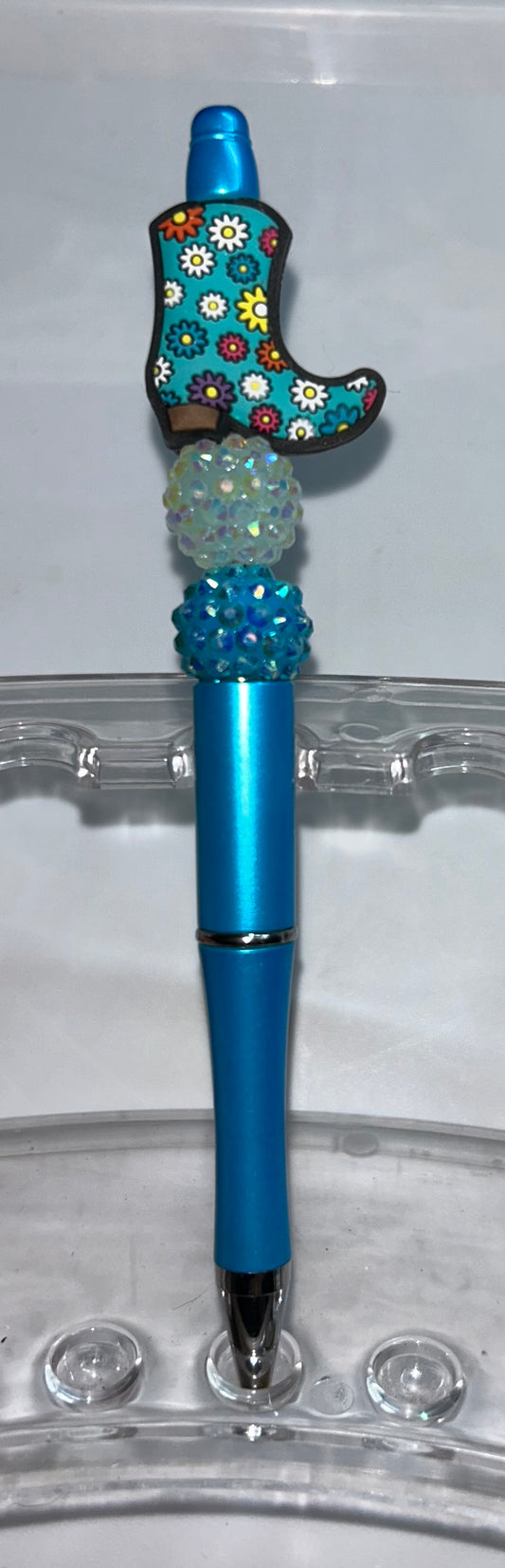 Blue Cowboy Boot Blue Pen