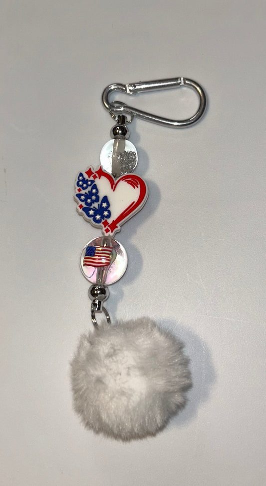 Patriotic Heart Keychain