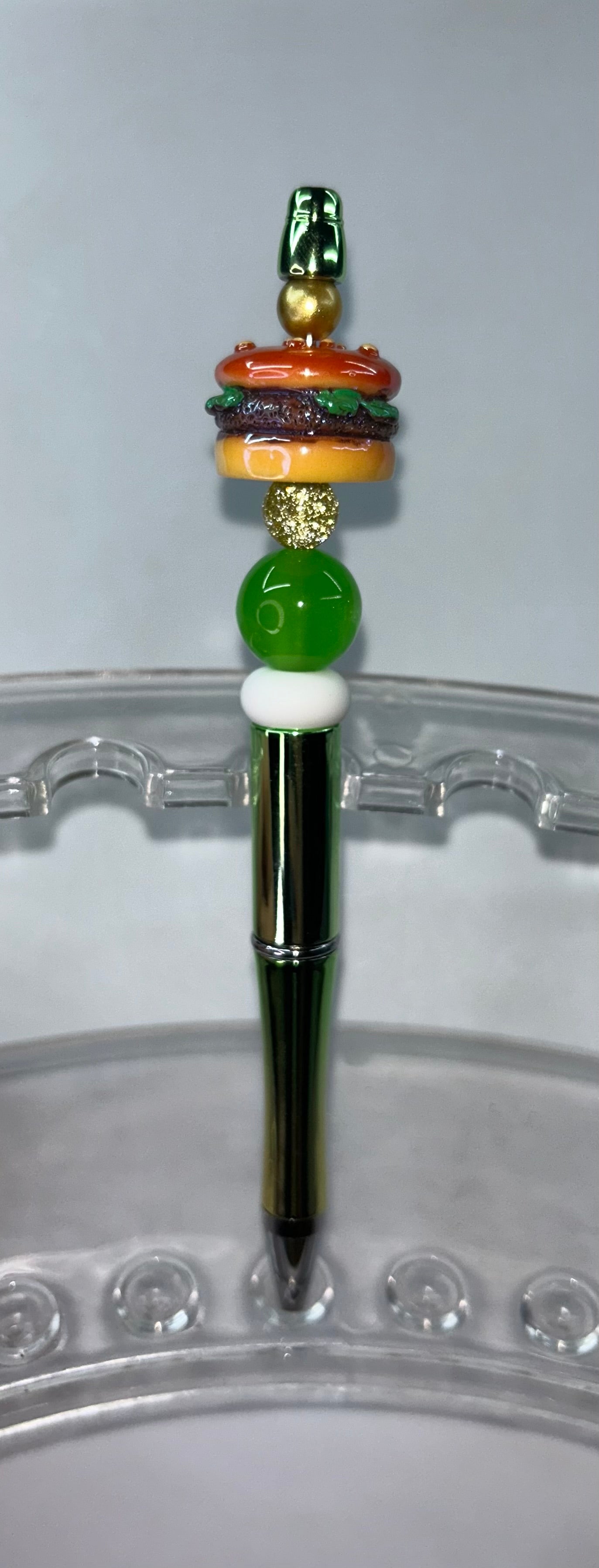 Acrylic Hamburger Shiny Green Pen