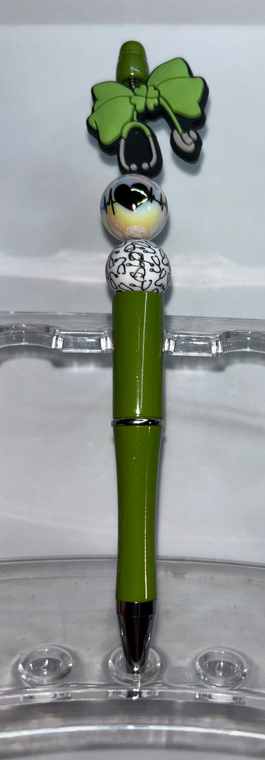 Green Bow Stethoscope Green Pen