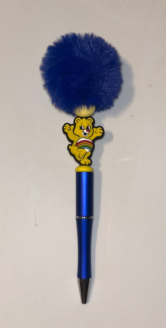 Yellow CareBear Blue Pompom Blue Pen