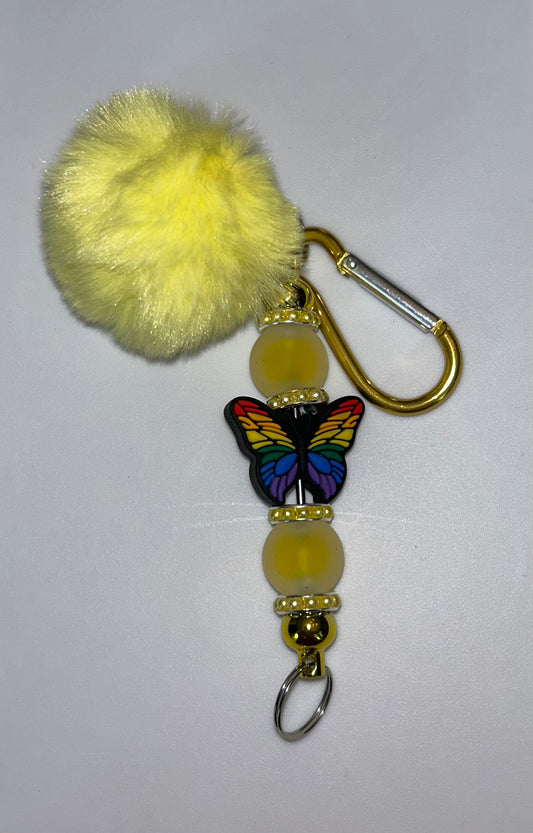 Yellow Rainbow Butterfly Keychain
