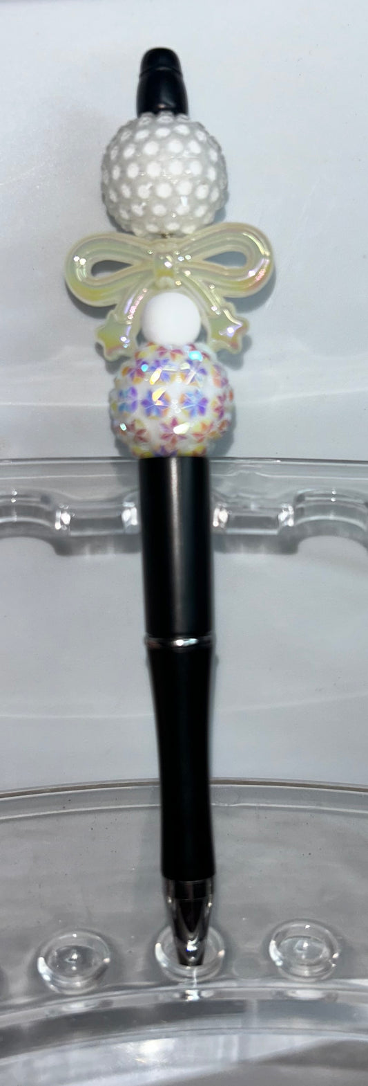 Clear Bow Black Pen