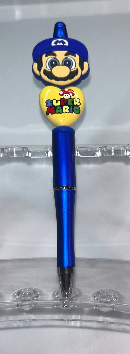 Blue Mario Head Blue Pen