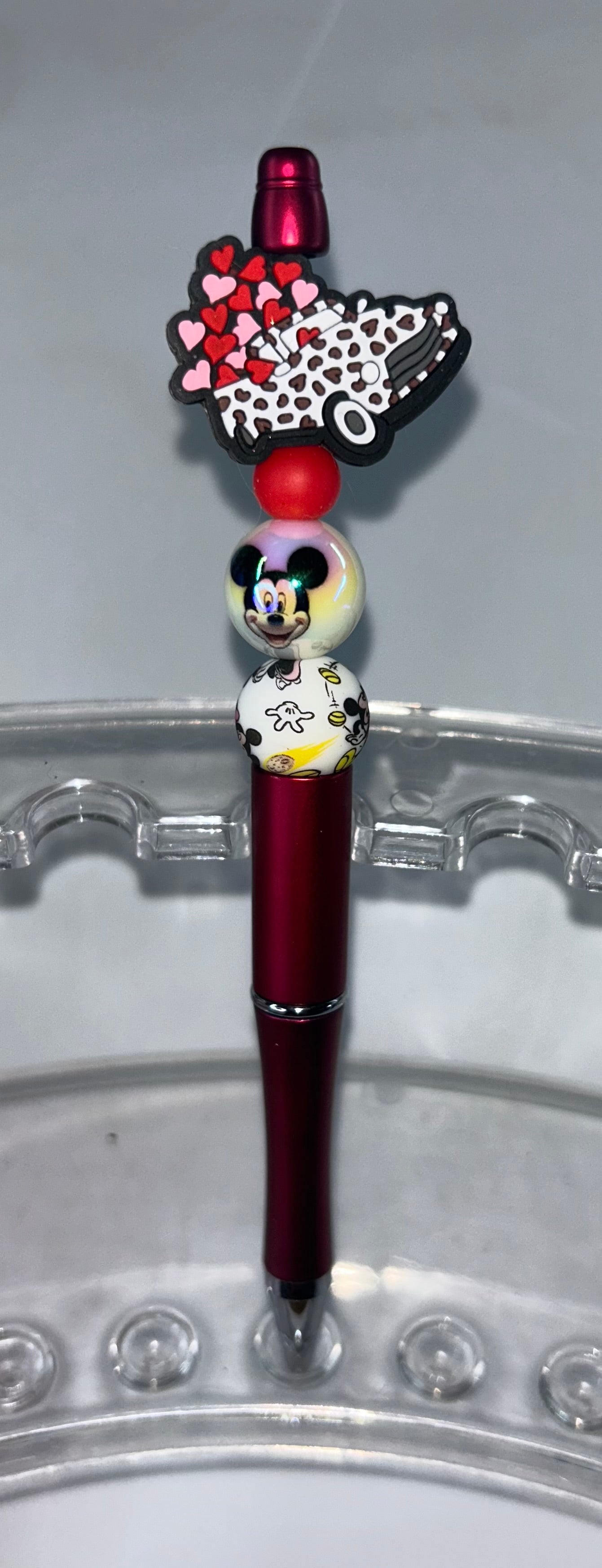 Mickey Heart Car Red Pen