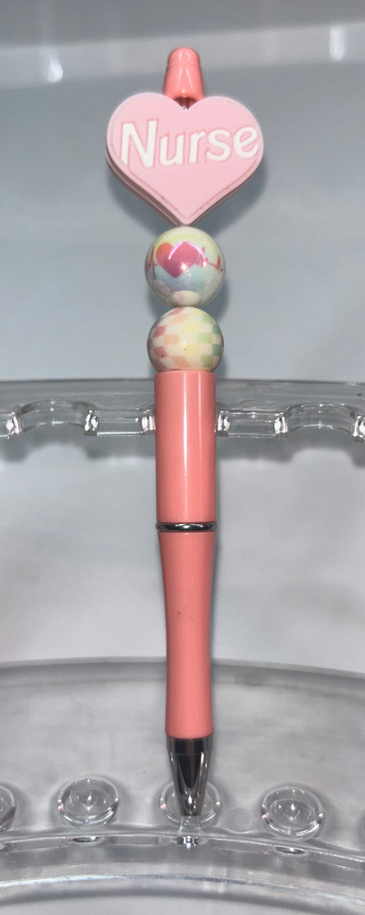 Pink Nurse Heart Coral Pen