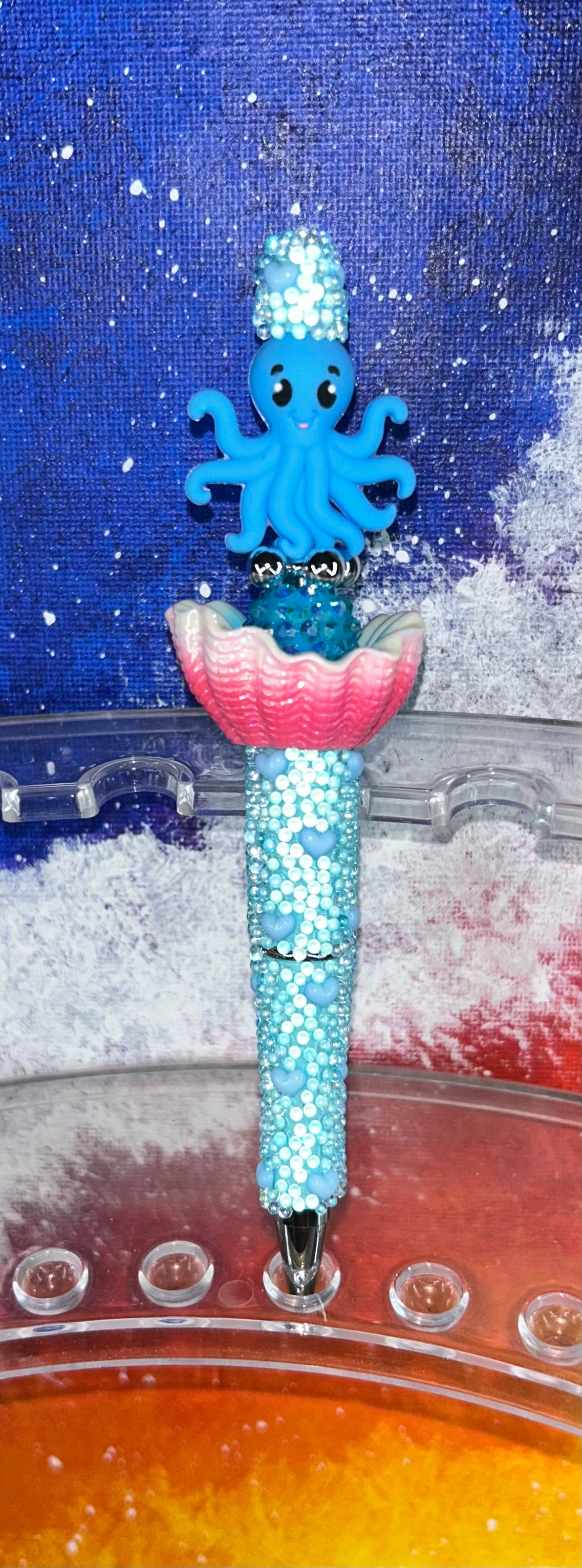Octopus Shell Blue Heart Specialty Pen