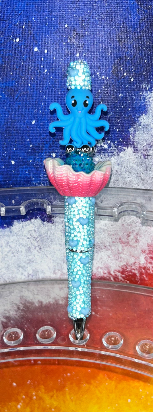 Octopus Shell Blue Heart Specialty Pen