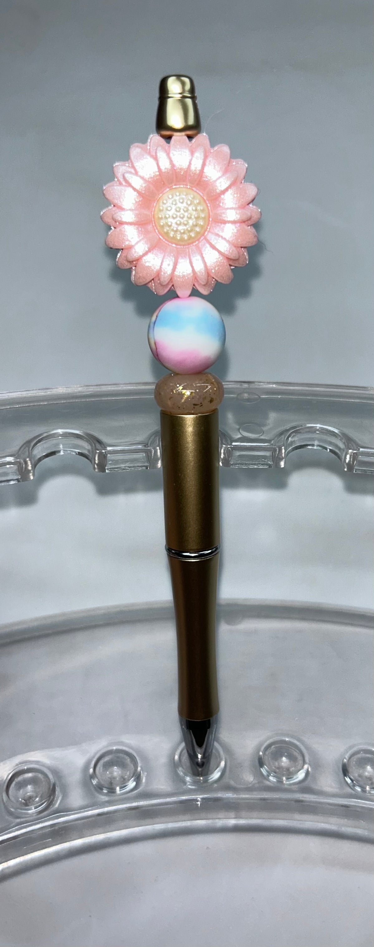 Pink Flower Gold Pen