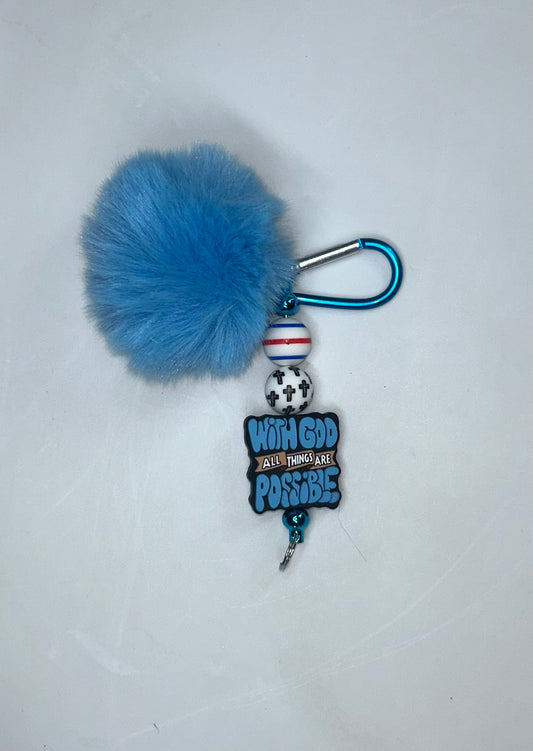 With God All Things Are Possible Blue Key Chain