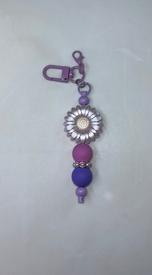 Purple Shiny Flower Key Chain