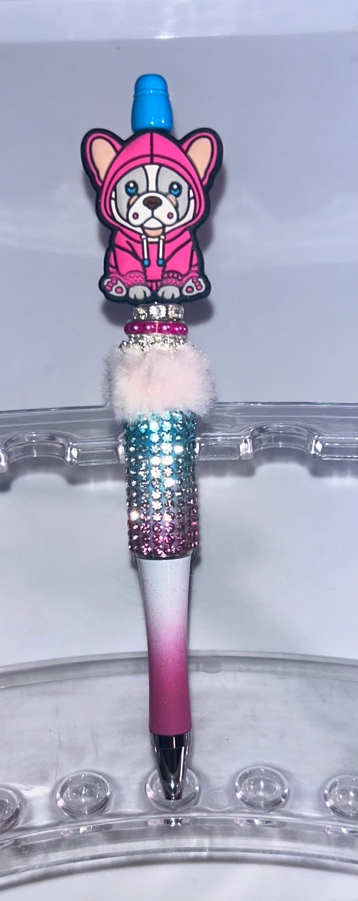 Pink Hoodie Dog Pink Ombre Bling Pen