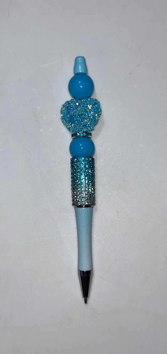 Blue Sugar Heart Blue Ombre Bling Pen