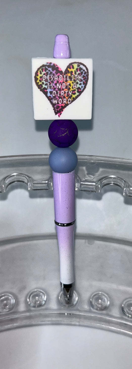 Disability Is Not A Dirty Word Purple Ombre' Pen
