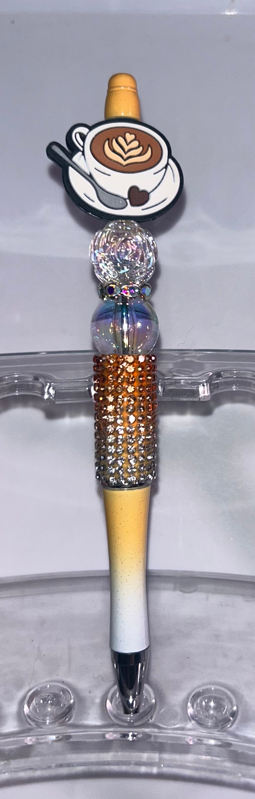 Coffee Cup Orange Ombre Bling Pen