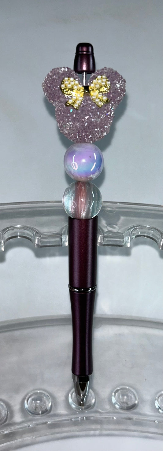 Purple Mickey Head Maroon Pen