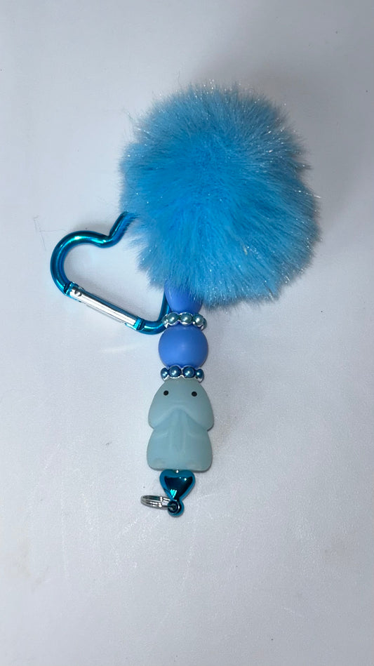 Blue Richard Blue PomPom Keychain