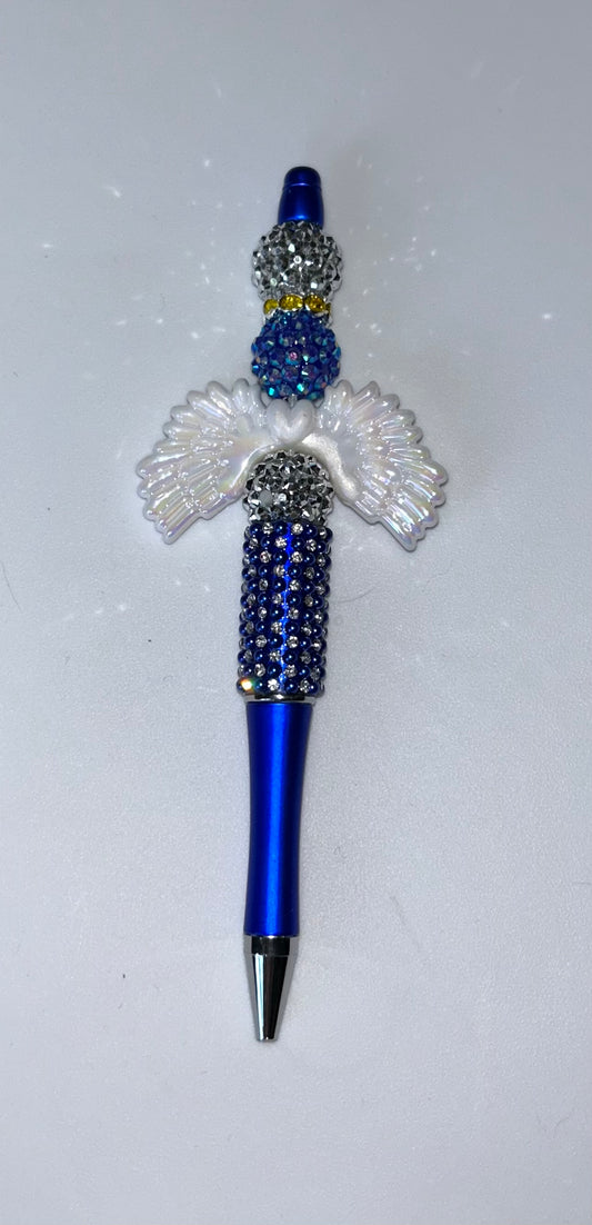 White Wings Blue Bling Pen