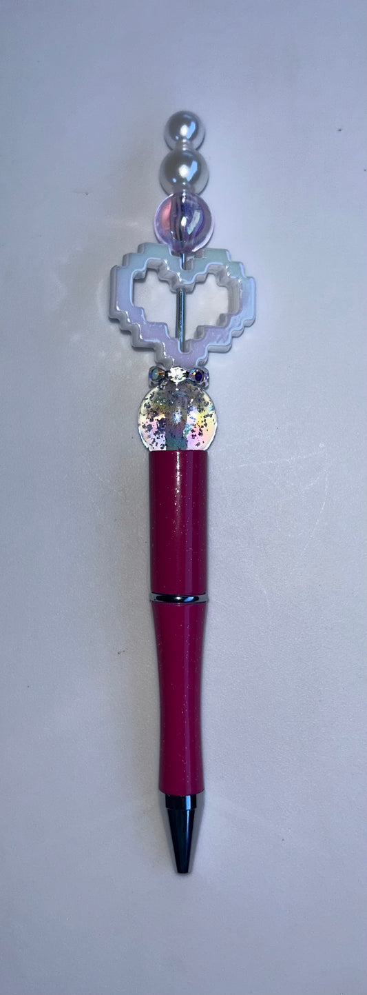 White Hollow Heart Pen