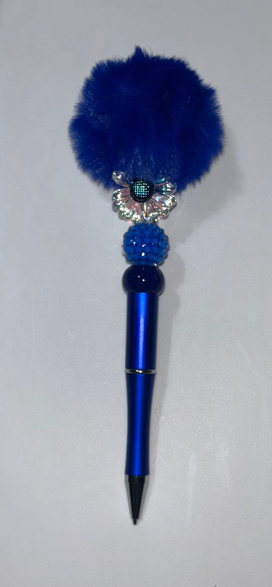 Blue PomPom Flower Pen