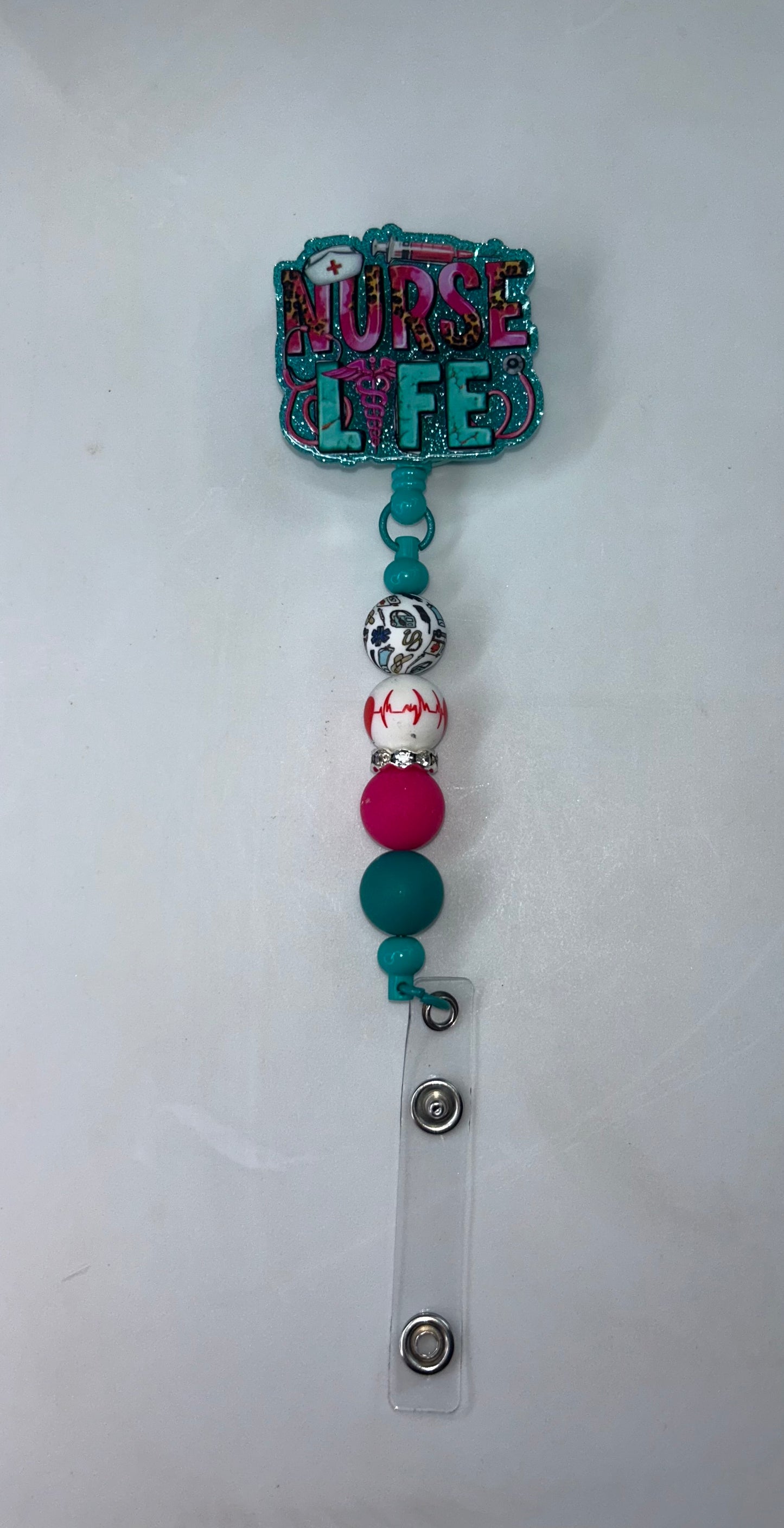 Nurse Life Teal Badge Reel