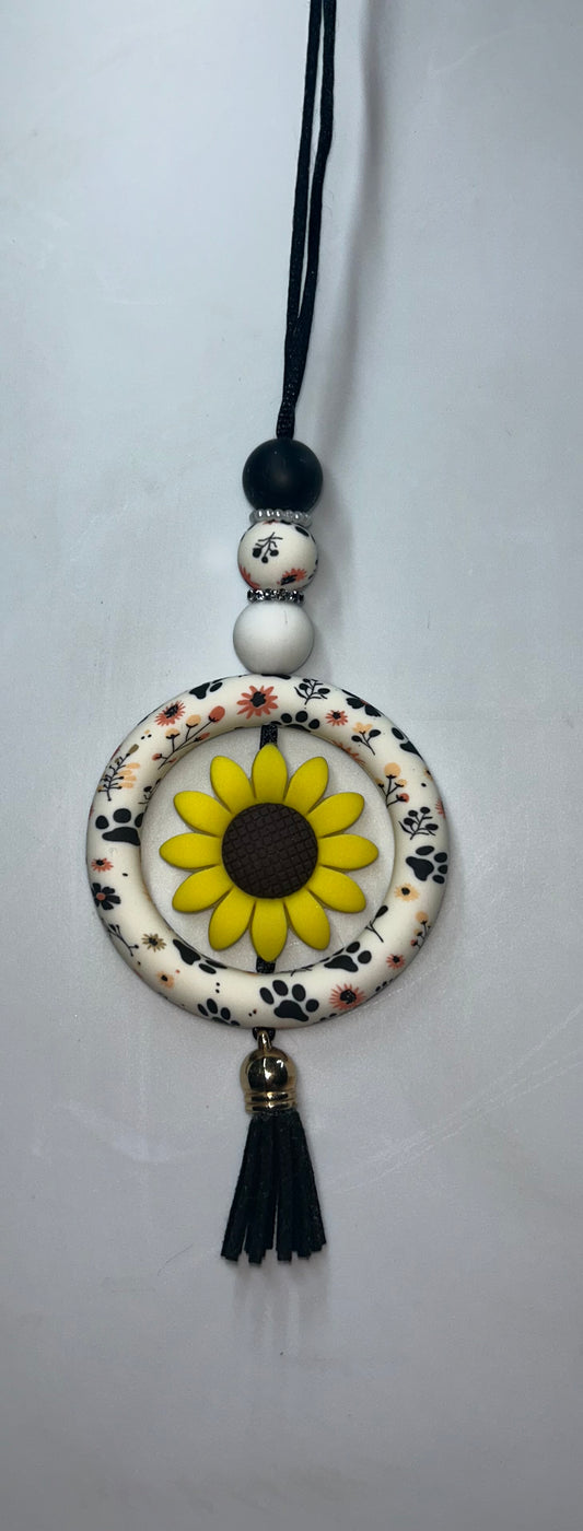 Sunflower Paw Print Car Charm
