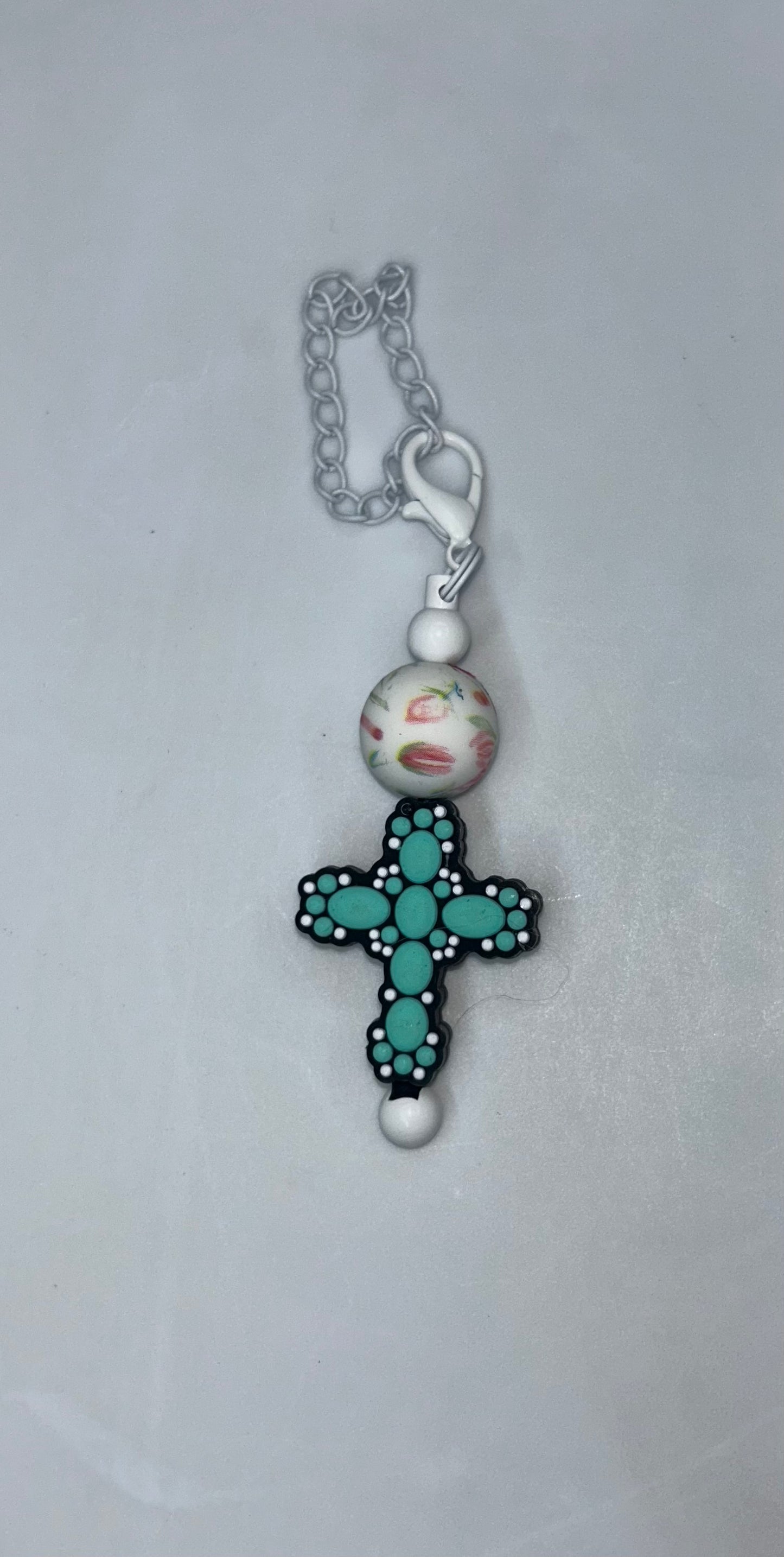 Teal Cross Cup Charm