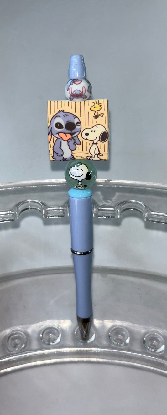 Snoopy & Stitch Light Blue Pen