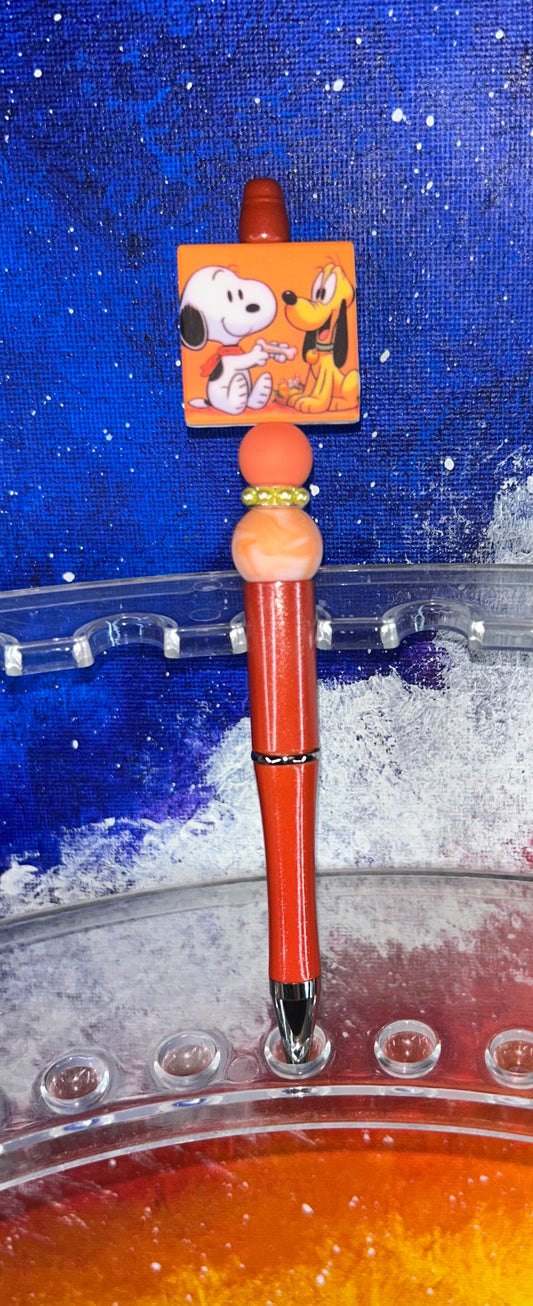 Snoopy & Pluto Orange Pen