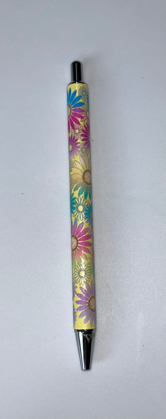 Flowers Wrapped Yellow Pen