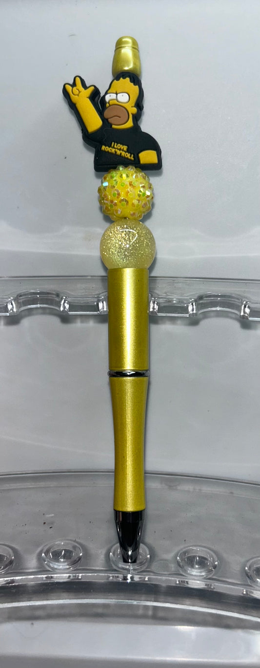 Homer Simpson I Love Rock N' Roll Yellow Pen