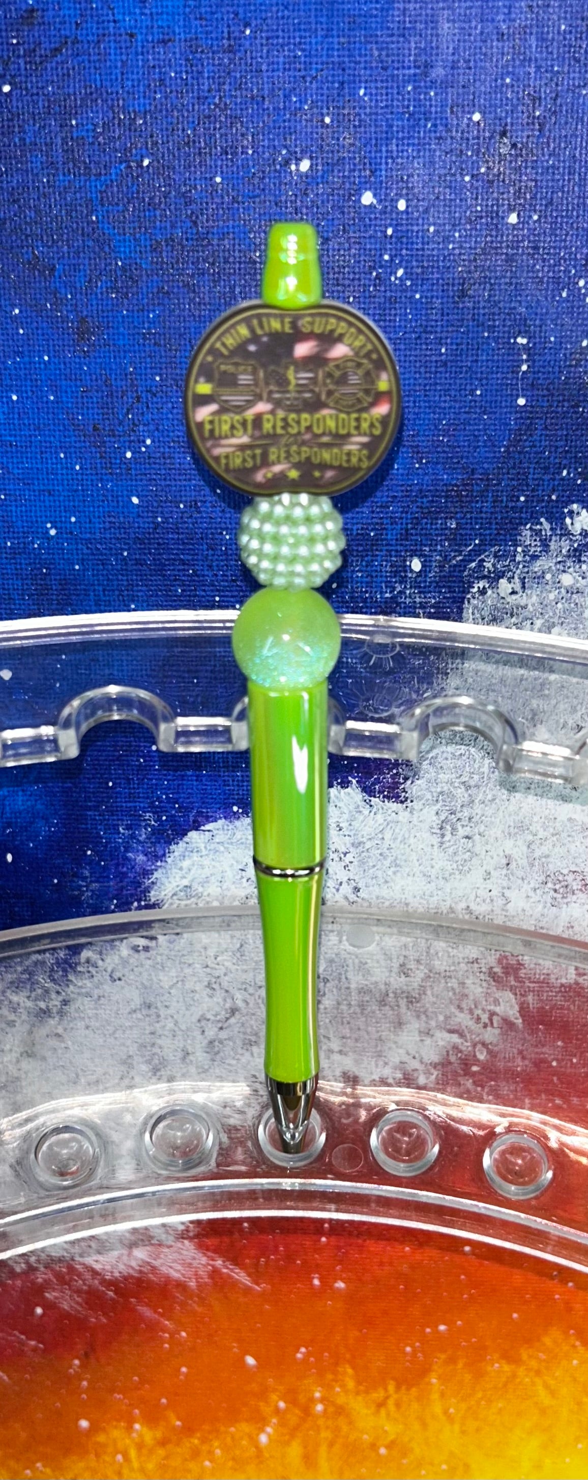 Thin Line Support Shiny Green Pen