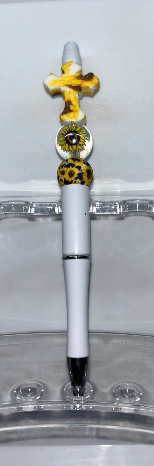 Sunflower Cross White Pen