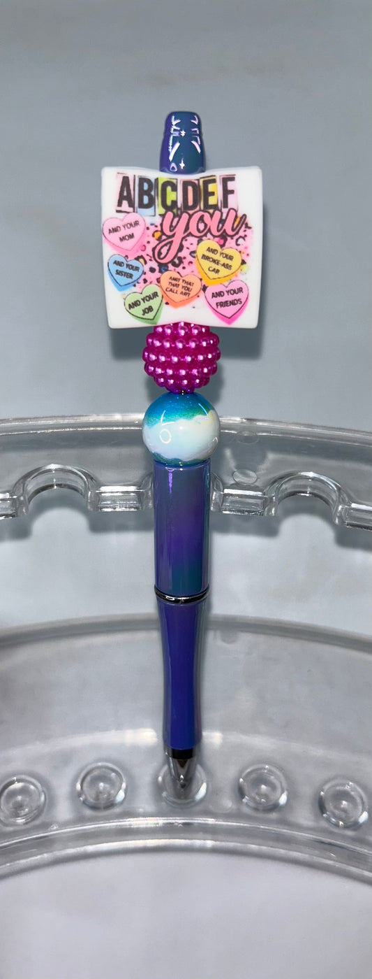 ABCDEF You Pearl Blue Pen
