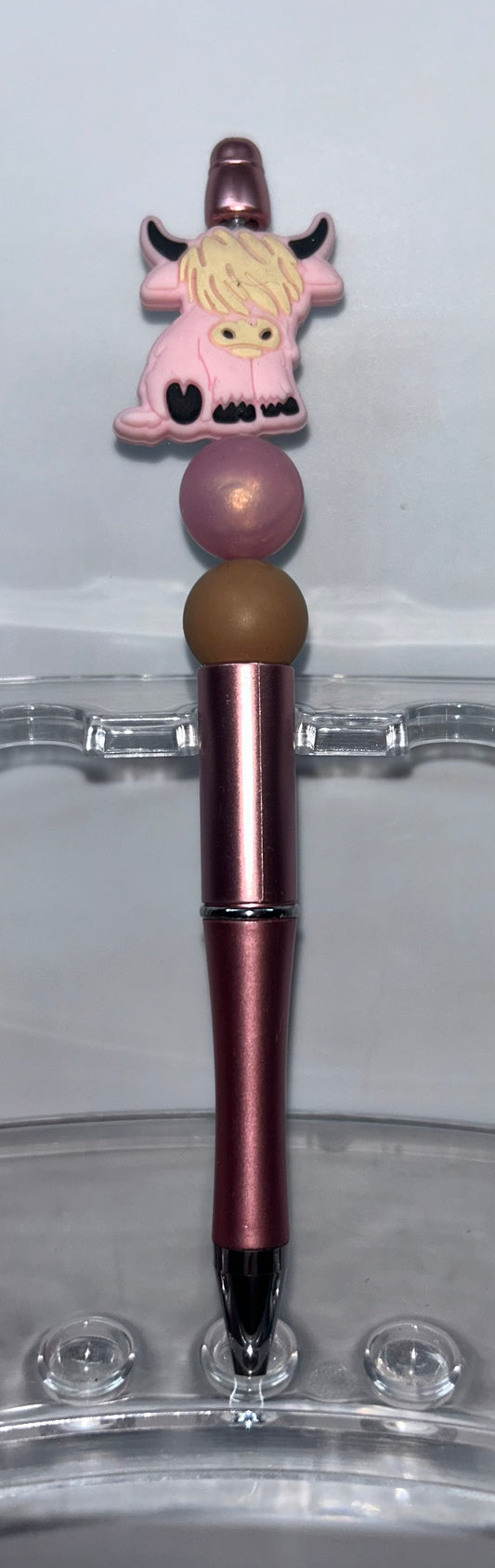 Pink HIghland Cow Pink Pen