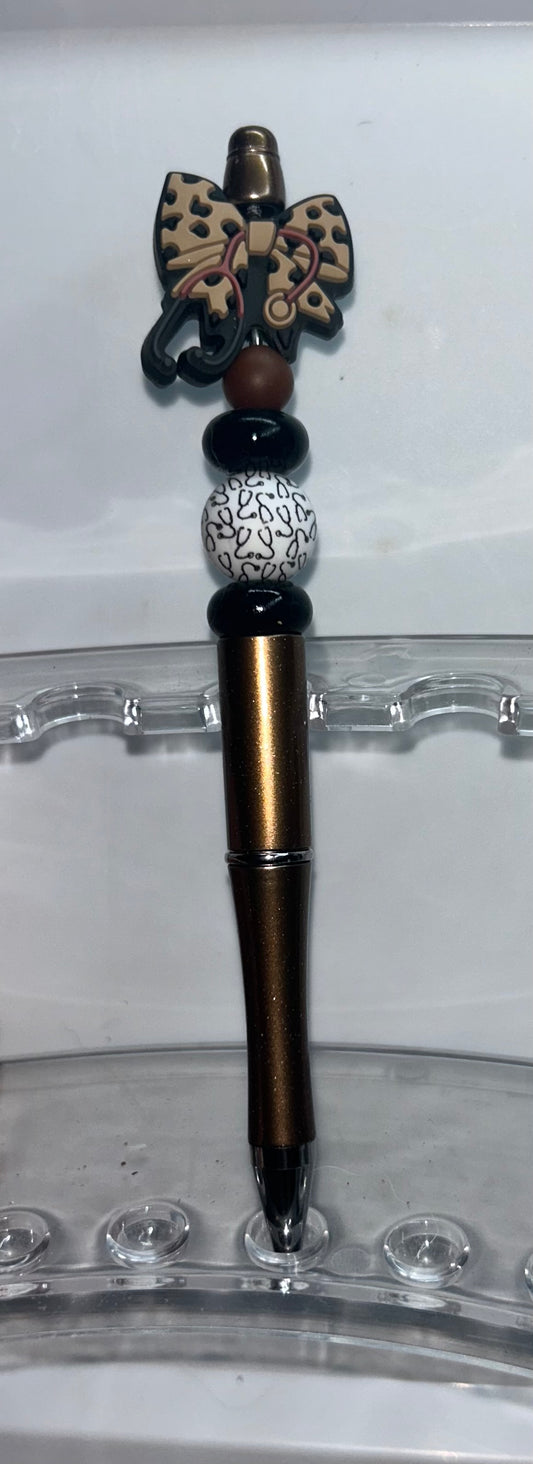 Heart Leopard Pattern Brown Pen