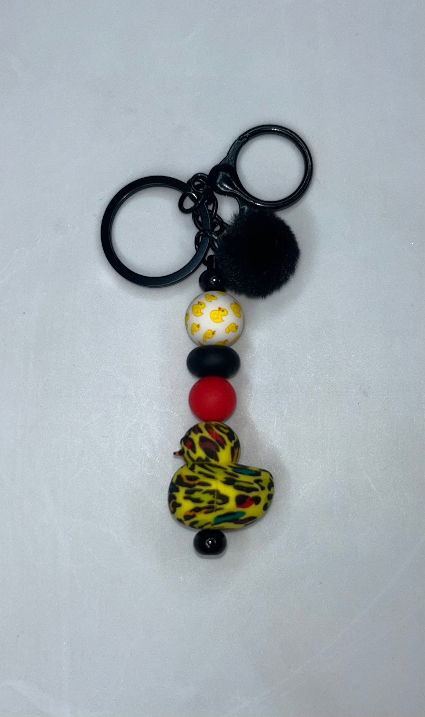 Yellow Cow Print Duck Key Chain