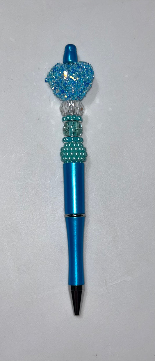 Blue Crystal Heart Blue Pen
