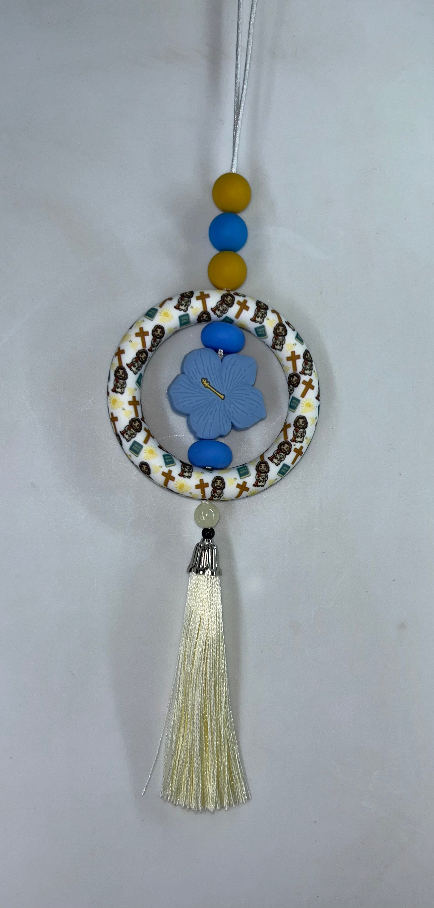 Flower Jesus Cross Car Charm