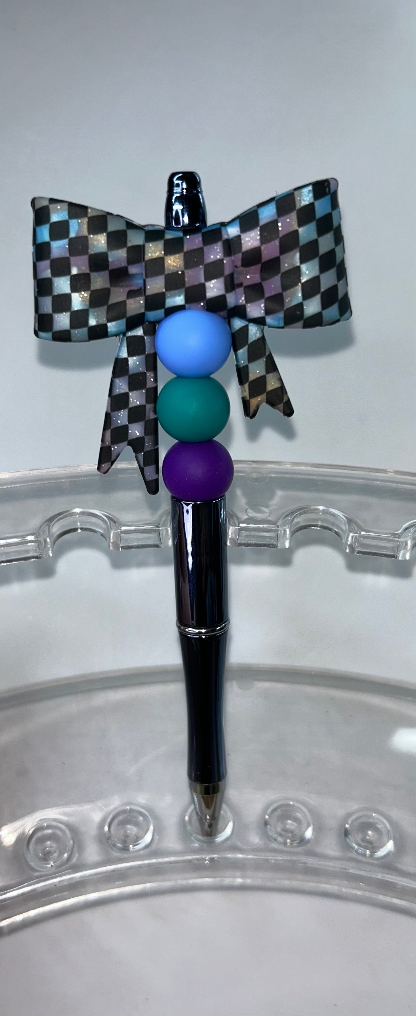 Blue Metallic Bow Metallic Pen