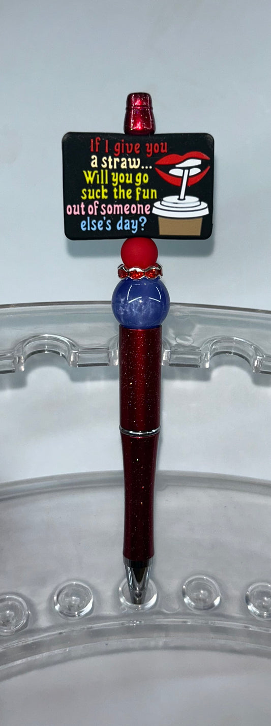 If I Give You A Straw Burgandy Glitter Pen