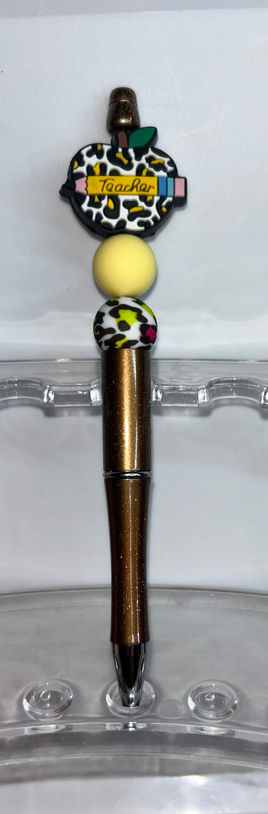 Teacher Leopard Apple Brown Pen