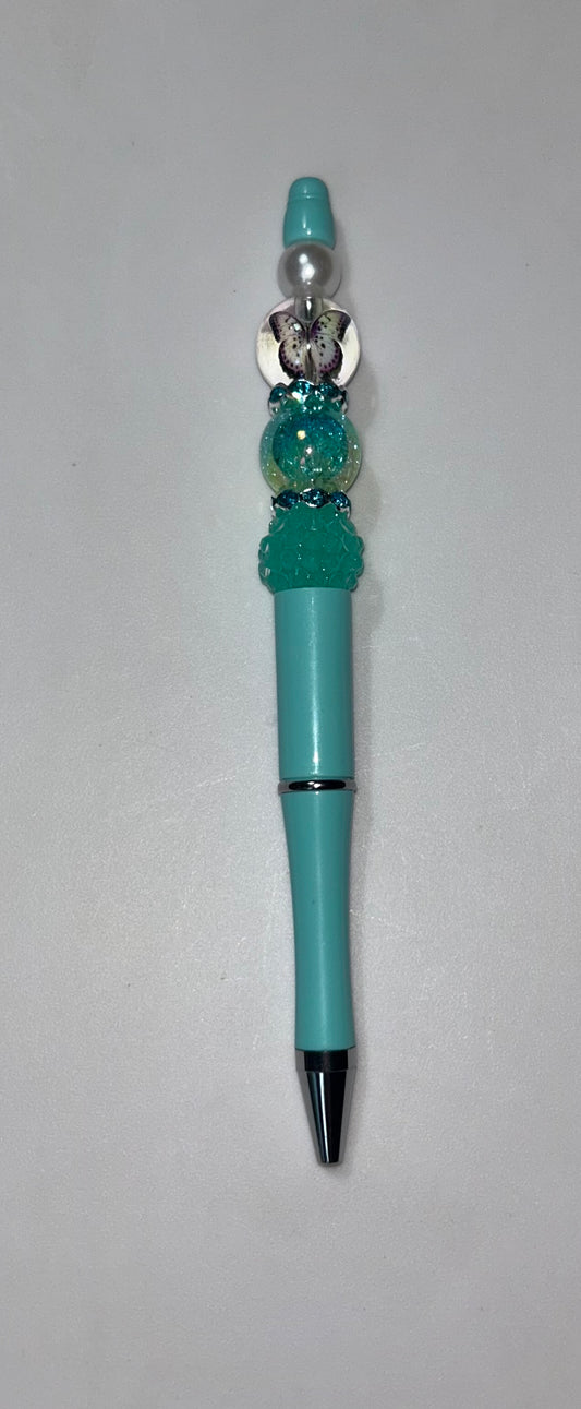 Butterfly Bead Teal Pen