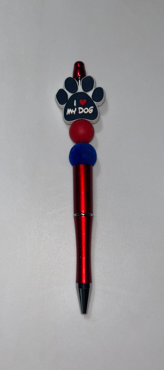 I Love My Dogs Heart Red Pen