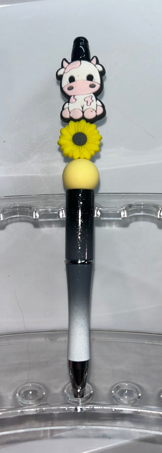 Cow Sunflower Black Ombre' Pen
