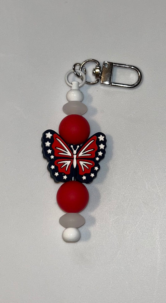 Patriotic Butterfly Keychain