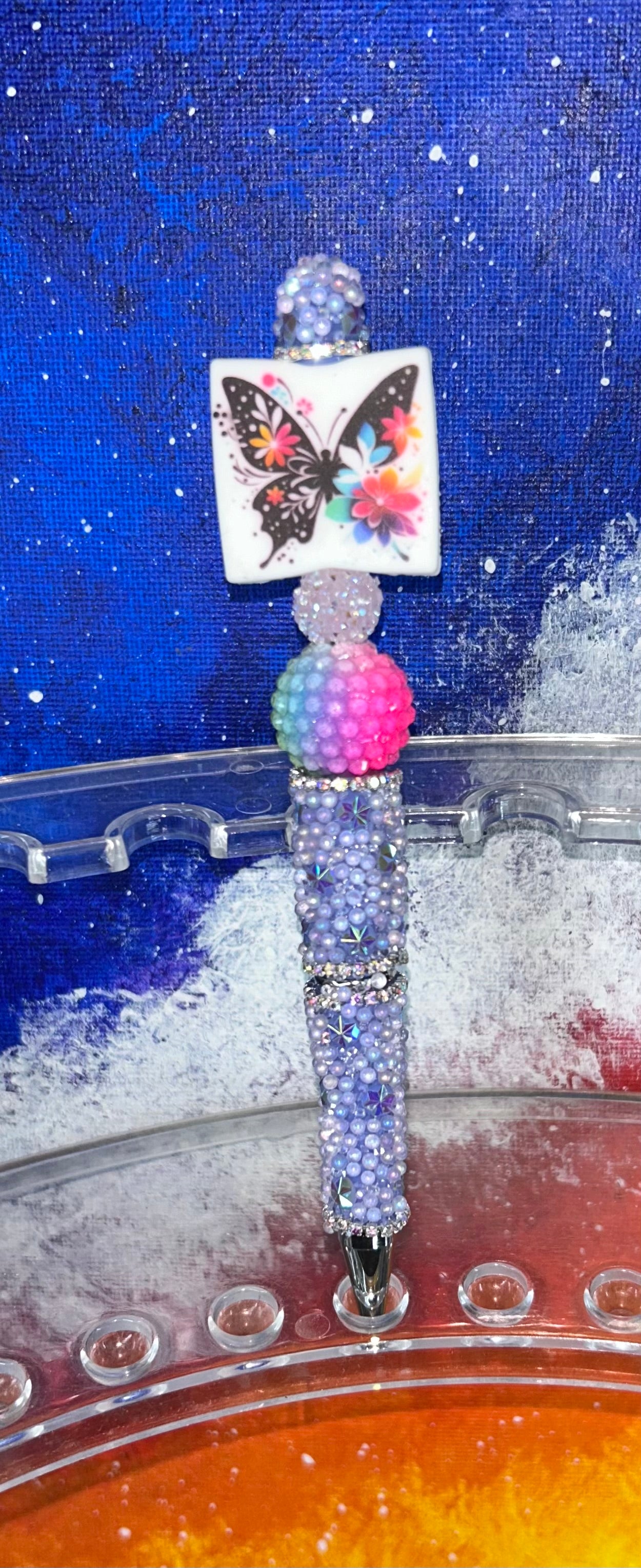 Square Butterfly Blue Specialty Pen