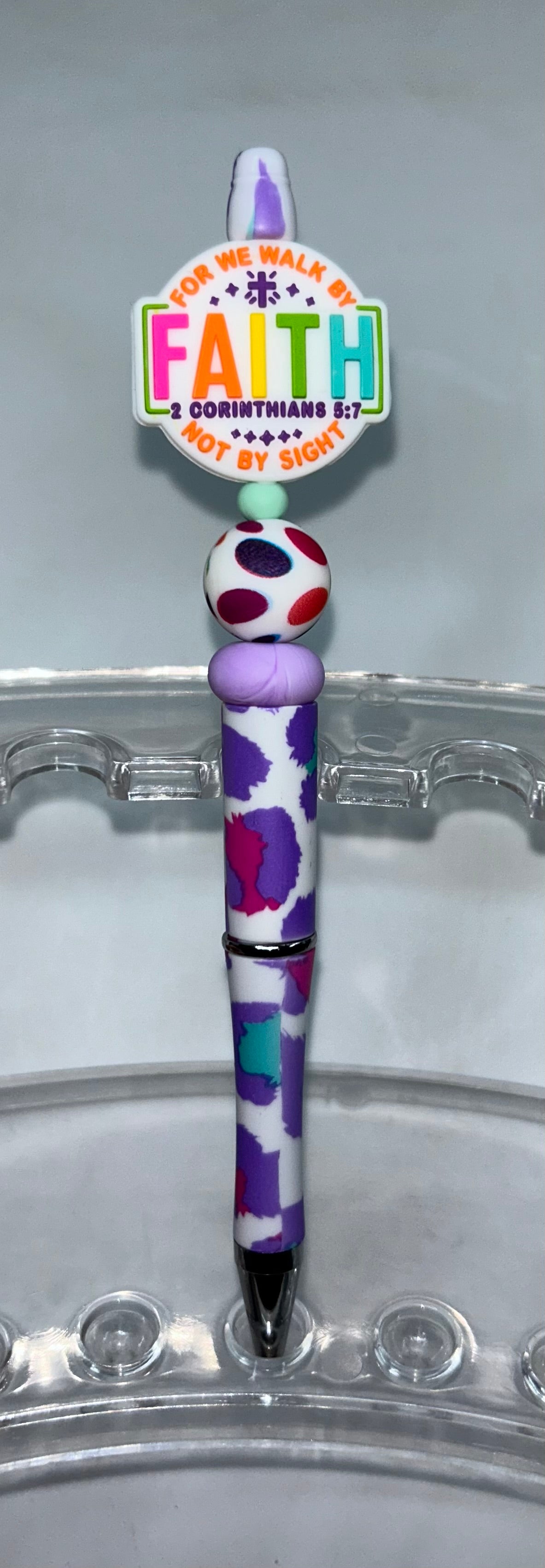 For We Walk By Faith Not By Sight Purple Splatter Pen